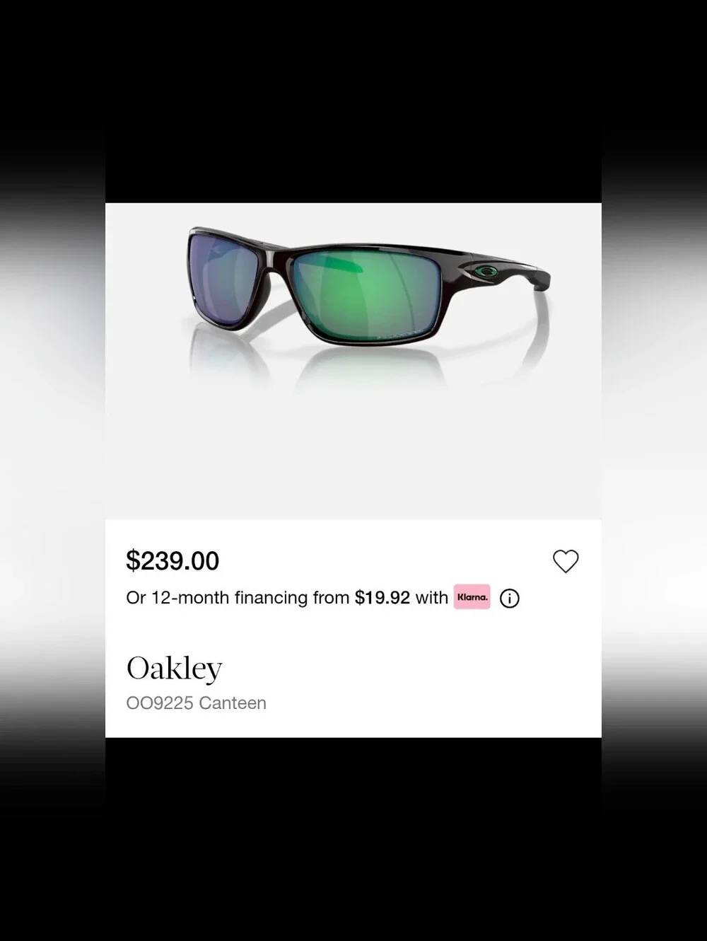 Oakley Canteen OO9225-04 Polarized Sunglasses Black Ink Jade Iridium NEW